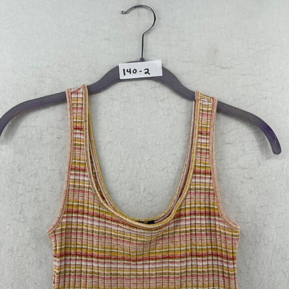 Forever 21 Dress Women's Sz M Yellow Red Striped Ribbed Knit Sleeveless Bodycon - Picture 10 of 10